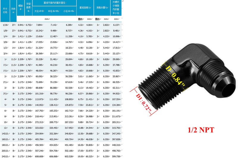 AC PERFORMANCE 90 Degree Elbow -8 AN Male to 1/2" NPT Male Fitting Adapter Connector Aluminum Black - Image 5